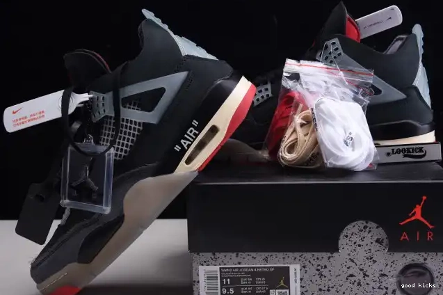 Cheap Off White x Air Jordan 4 Bred Retro CV9388-001 0507
